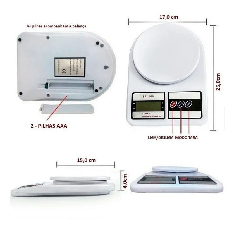 Balança de cozinha digital com precisão alta de 10 kg